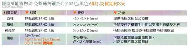 636-20 免螺絲角鋼架(高212*寬180*深度三種)