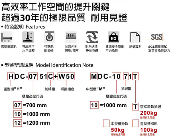 高荷重滑軌工具櫃