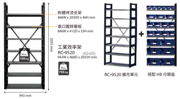  RC-9520工業效率架(7片層板組) 的額外圖片