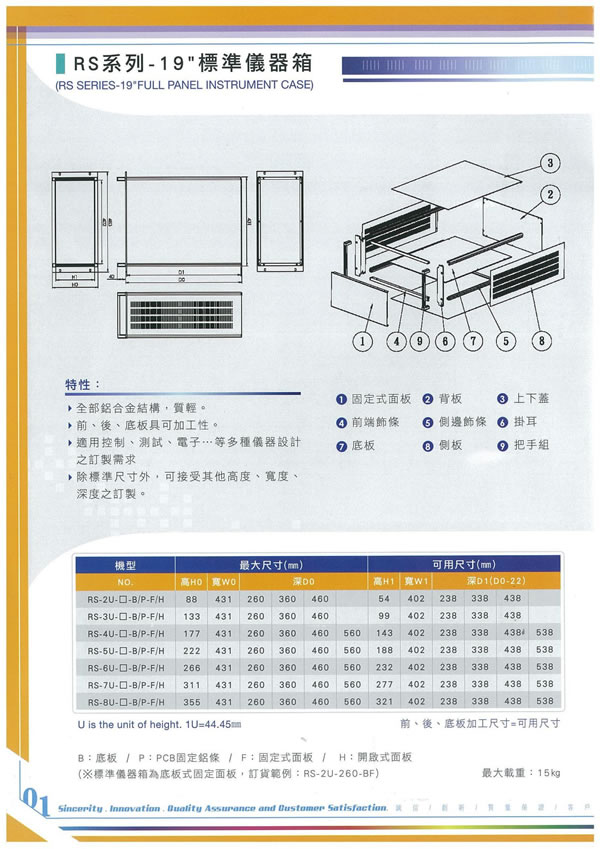 RS-4U 19吋儀器箱(實用型)