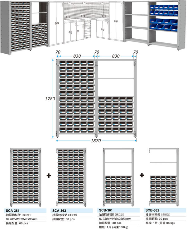 SCA-362 抽屜物料架