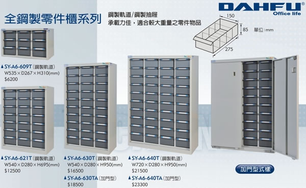 大富全鋼製零件櫃(鋼製軌道，鋼製抽屜)