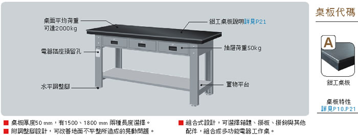 WA-57A WA-67A 一般型鉗工桌