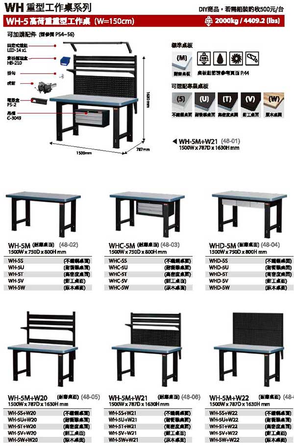 WH-5M 重型工作桌 1500mm寬
