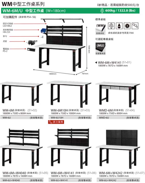 WM-6M 中型工作桌1800mm寬
