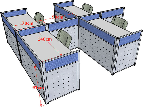 （圖像） 2.5公分屏風平坐四人組(桌寬140CM)高91公分