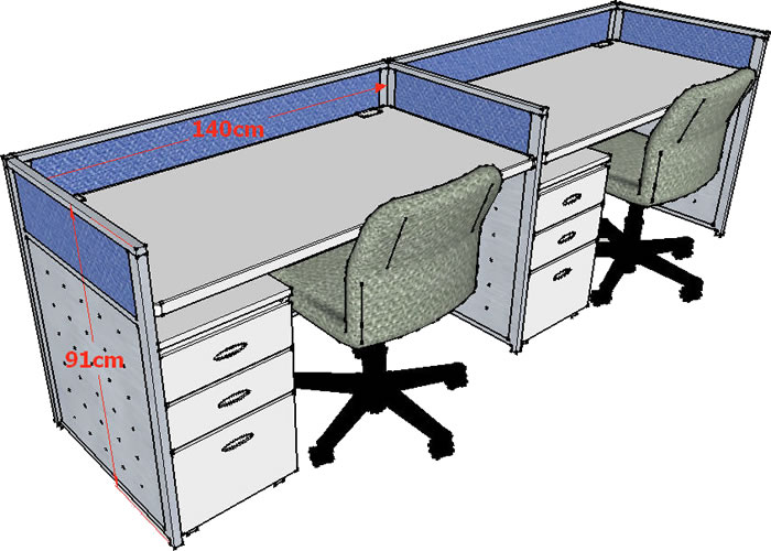（圖像） 2.5公分屏風二人組(桌寬140CM)高91公分