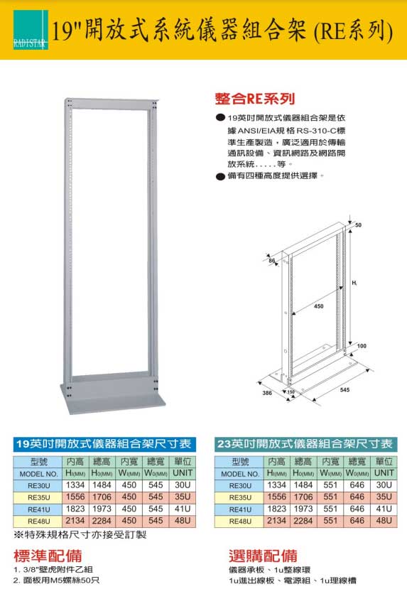 （圖像） 19英吋開放式儀器組合架