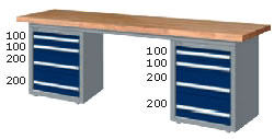 （圖像） WAD-77041N WAD-77041F WAD-77041S WAD-77041W 雙櫃型重量型工作桌(四種桌板選擇)