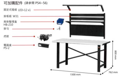 （圖像） WL-5M+W31+LED-12+PS-2 輕型工作桌