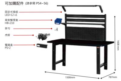 （圖像） WM-5U+W31+LED-12+PS-2 中型工作桌1500mm寬