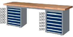 （圖像） WAD-77061N WAD-77061F WAD-77061S WAD-77061W 雙櫃型重量型工作桌(四種桌板選擇)