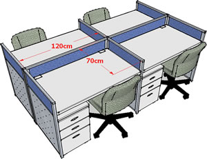 （圖像） 2.5公分屏風四人組(桌寬120CM)高91公分