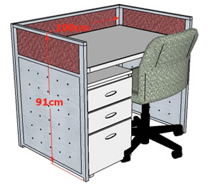 （圖像） 2.5公分屏風單人組(桌寬100CM) 高91公分