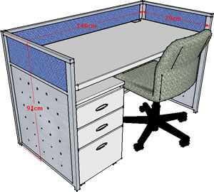 （圖像） 2.5公分屏風單人組(桌寬140CM)高91公分