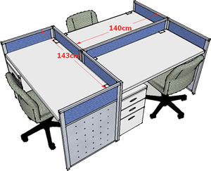 （圖像） 2.5公分屏風三人組(桌寬140CM)含主管高91公分