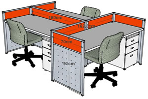 （圖像） 2.5公分屏風三人組(桌寬160CM)含主管高91公分