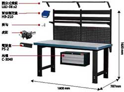（圖像） WH-6M+W4141+LED燈+電器盒+吊櫃 重型工作桌 1800mm寬