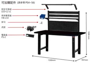 （圖像） WM-5U+W31+LED-12+PS-2 中型工作桌1500mm寬