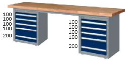 （圖像） WAD-77053N WAD-77053F WAD-77053S WAD-77053W 雙櫃型重量型工作桌(四種桌板選擇)
