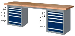 （圖像） WAD-77054N WAD-77054F WAD-77054S WAD-77054W 雙櫃型重量型工作桌(四種桌板選擇)